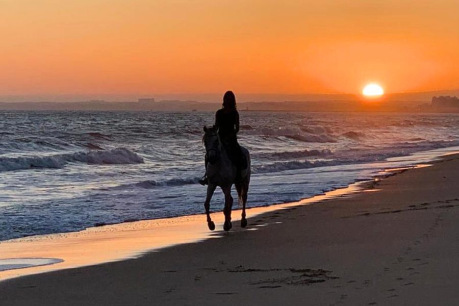 sunset horse riding Algarve Quarteira beach experience